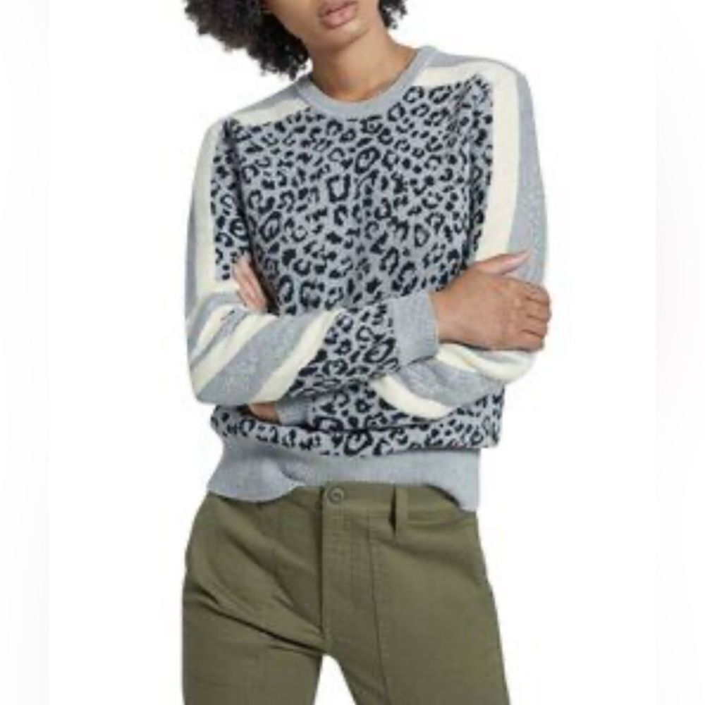 Anthropologie x Current Elliot Duvall animal print gray sweater size 0